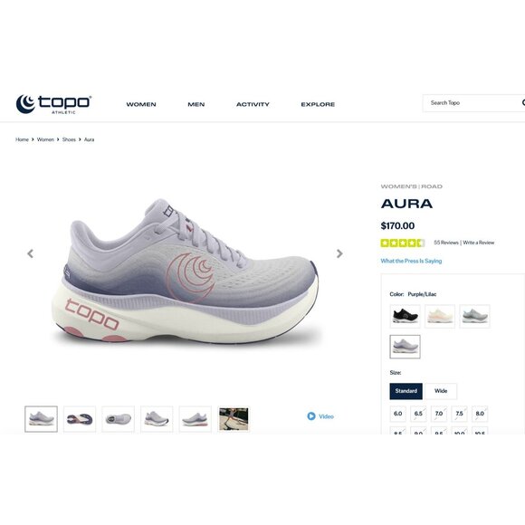 Topo Aura Womens Size 9 Purple Running Walking Shoes Max Cushioned Wide Toe Box - Picture 13 of 16